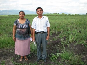 Javier & Cristina with newly planted sugar cane on land site