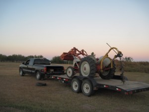 The Tractor Arrives on Dan's Rig