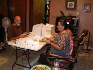 Assembling Tracts in our Livingroom