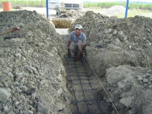 Rebar is prepared and tied together