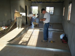 The team from Listowel Community Church lays out floor plan