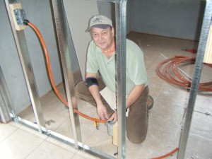 Preparing for the electrical wiring. It might not be 100% code, but it will work