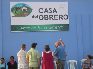Casa del Obrero - Centro de Entrenamiento. The House of the Laborer - Training Center. Our new sign and logo. There is much to be said about the meaning of the logo, but that will be done elsewhere.
