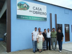 The visiting missionary team stands in front of the Casa del Obrero