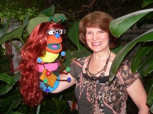 Meet Theresa's latest creation. This special-order "missionary" caterpillar puppet is going to one of the local pastors for their Vacation Bible School program
