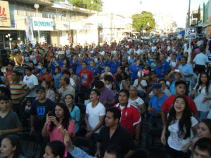 Worshipers at the day of prayer held in one of the main streets of Cd. Valles