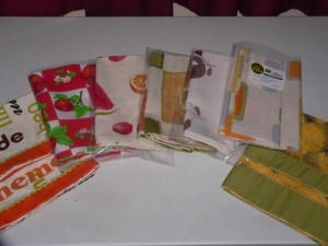 Curtains packaged and ready for sale. These are the creations of a newly formed cottage industry run out of the Bible Institute