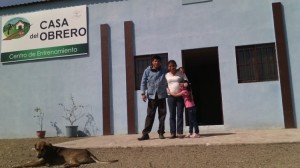 Armando, Alicia and little Anita standing in front of the Casa del Obrero. We are working hard to get them moved in and comfortable