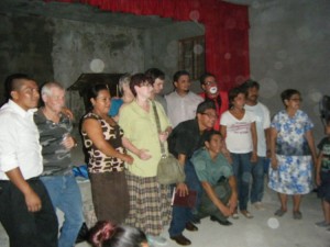 The Newsong team and the church at Solidaridad. The person in the back with the white mouth is a clown who is also a student at the Bible Institute