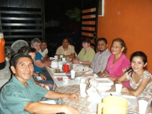 The Newsong team being hosted in Javier and Cristina's home for a meal