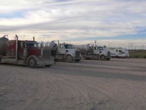 This our front yard with a full lineup of trucks in the stations. Our trailer is in the background
