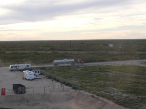 The view from the top of one of our bulk tanks. She ain't perdy, but she does produce oil out here