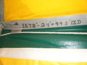 The tent size is 24 feet wide X 44.5 feet long