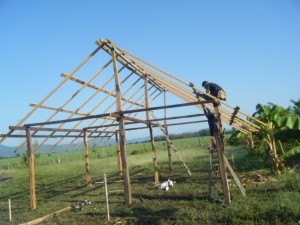This is the beginnings of the galera - the barn - where the livestock and chickens will be raised on the farm. This is only the beginning (despise not small beginnings)