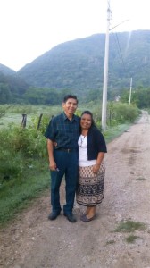 Javier and Cristina at Tanlacut with the mountains in the background