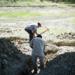 Back-breaking pick and shovel work is the only way to prepare for the footers