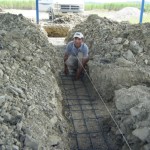 Rebar is prepared and tied together