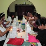 Theresa’s sewing school class in the Bible Institute building