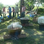 Rendering down the chicharon and other delectable parts