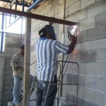 Welding in the steel joists for the attic area