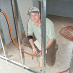 Preparing for the electrical wiring. It might not be 100% code, but it will work