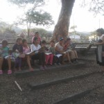 The children’s church service beside the train tracks at San Mateo