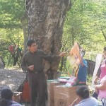 Javier teaching children and distributing Samaritan’s Purse shoe boxes in an outreach into the Pame village of Milpas Viejas