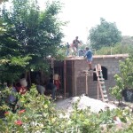 Pouring the roof on Javier and Cristina’s new house (done Mexican-style, that is to say, mixed by hand and carried to the roof in 5 gallon pails on the worker’s shoulders).